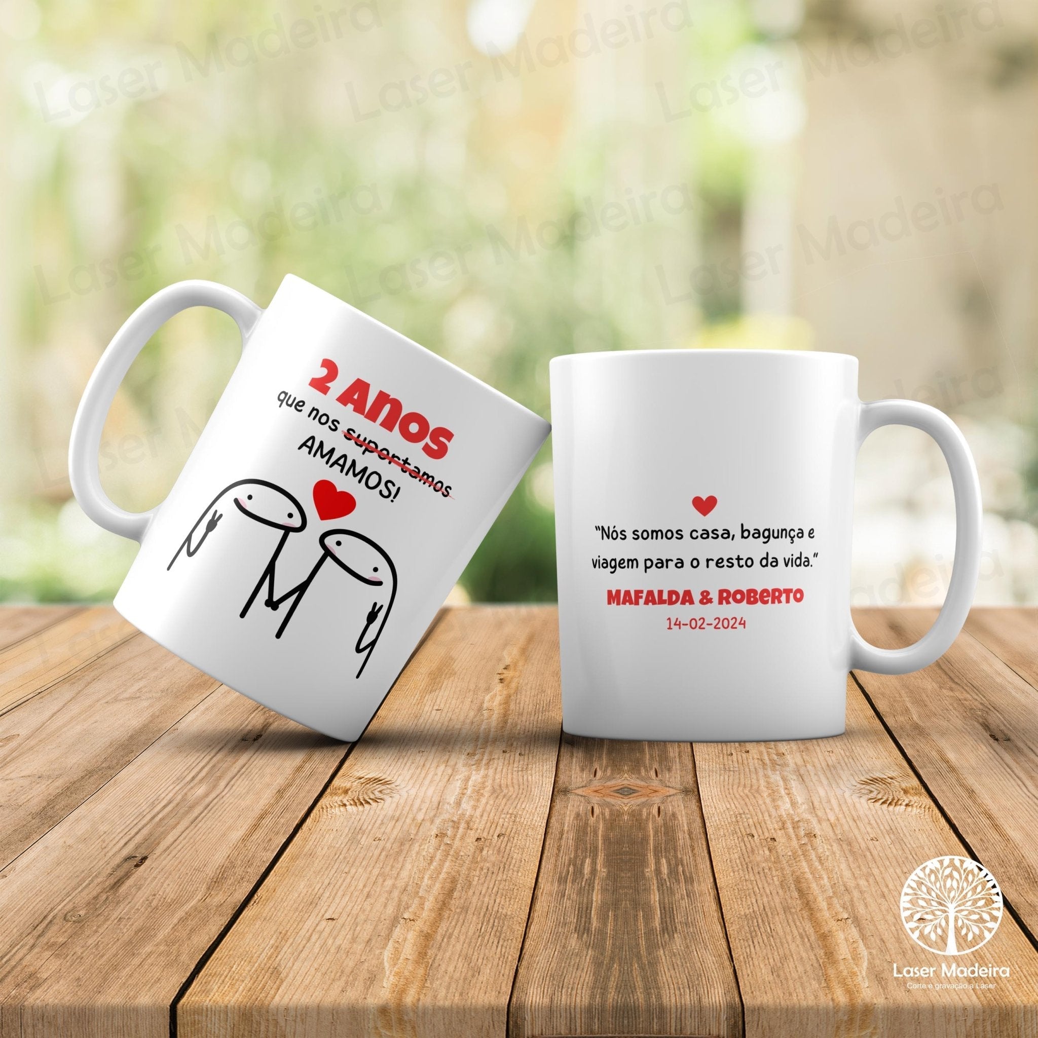 Caneca Personalizada "Anos que nos Amamos" - Dia dos Namorados - Laser Madeira